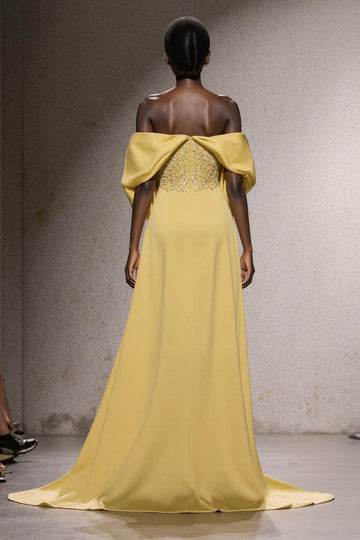Daffodil Off The Shoulder A-Line Gala Dress with Sequins